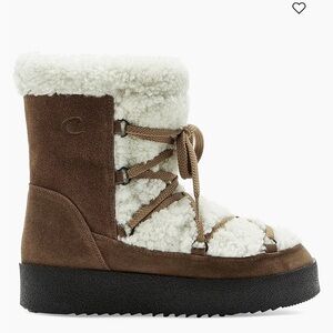 New La Candienne Eloise Shearling  & Leather Winter boots in color Walnut
